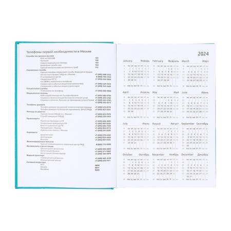 Dated diary 2025, Devente. Flag, A5 168 sheets, Attomex. EVEN, solid cover of boomvinyl with foam rubber, silkography, liesse, block 70 g/m2, turquoise-5