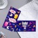 Money envelope "Happy Birthday!" Owls, purple background, 16.5x8 cm