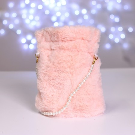Bag-bag children's plush "Bunny", pink color, 20x18x9 cm-3