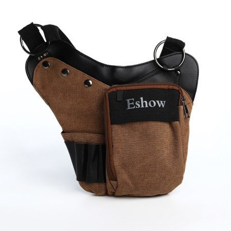 Lightning waist bag, 3 outer pockets, hook on the thigh, brown color-2