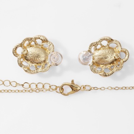Set 2 objects: earrings, pendant "Edel" round trio, white-sea color in gold, 50 cm-2