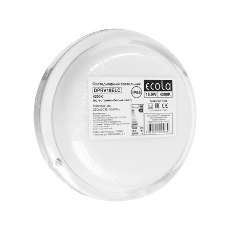 LED LED ECOLA, 18W, 4200K, 220V, IP65, 150x38mm, round, invoice, white-6