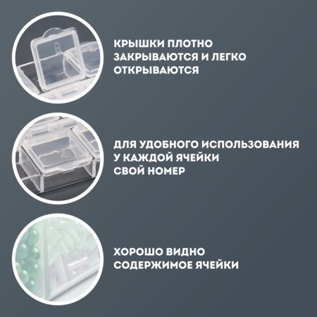 Organizer for decor, 12 cells, 13 × 5.3 × 1.3 cm, the color is transparent-2