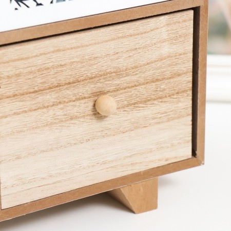 Casket wood chest of drawers 4 boxes "Flower pattern" beige-white 10.3x27x22 cm-2