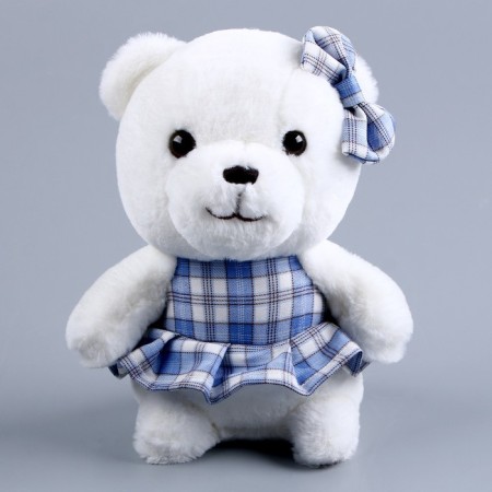 Soft toy "Bear", in a blue dress, 22 cm-3