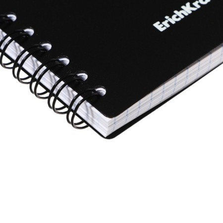 Notebook A6, 80 sheets in a cage on a spiral Erichkrause "Classic Words", a plastic cover, an offset unit, whiteness 100%, black-1
