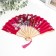 Fan bamboo, textiles h = 21 cm bend, with a brush "flowers" in a box, bright pink