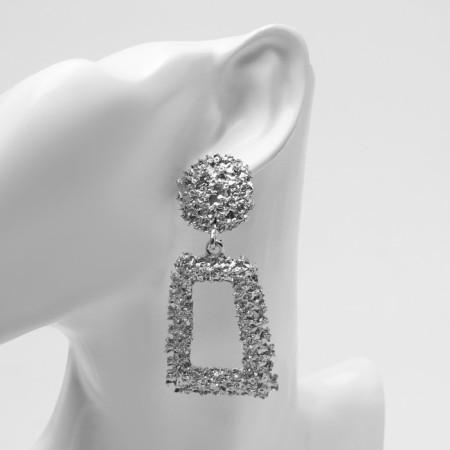 Earrings Metal "Aesthetics" trapezoid, color silver-2