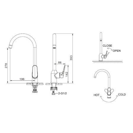 Bravat Eler F7191238CP-RUS kitchen mixer, single-pouring one-leaf, chrome-1