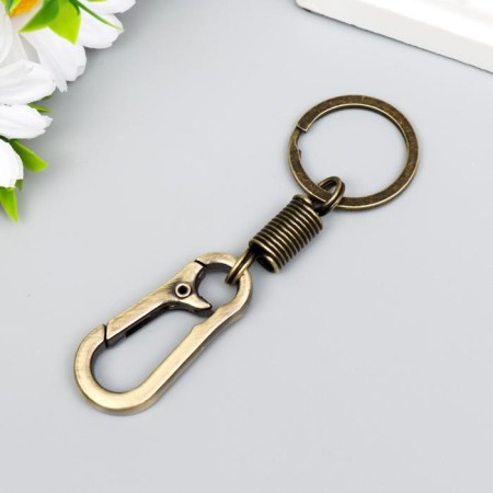 Metal keychain "Carabiner with a spring" under the brass 9.5x3 cm-1