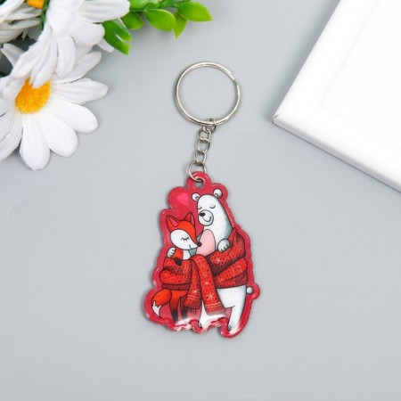 PVC keychain "Misha and Fox - warm hugs" Soft 6x4.2 cm