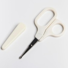 Baby manicure scissors with a cap, white color