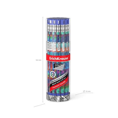 Mechanical pencil Erichkrause "Colortouch Patchwork", Grifel D = 2.0 mm, with a grief, "Soft-Touch" case with a design, in a tube-8