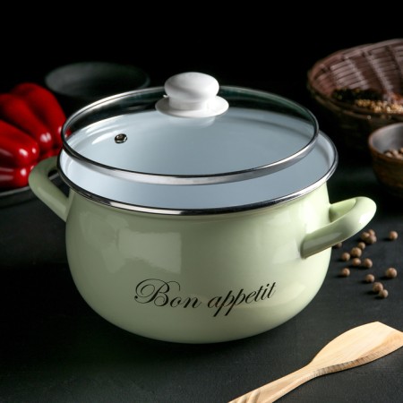 Lime pan, 4 l, glass cover, induction, color light green-1