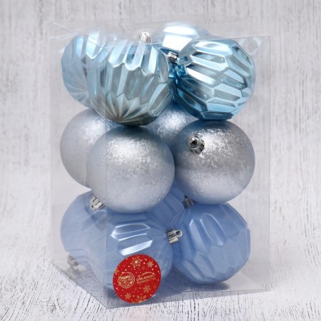 Set of balls plastic D-8 cm, 12 pcs "Cheryl" blue-1