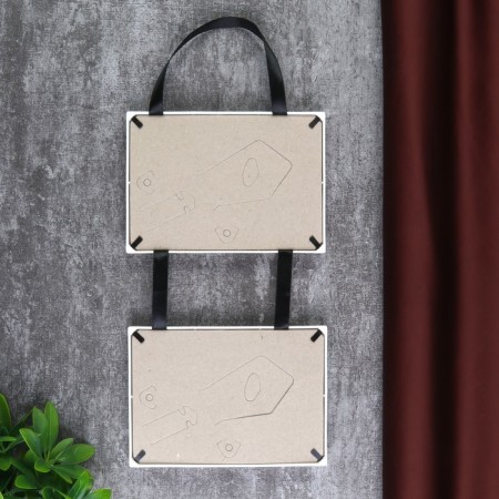 Double photo frame on braid L-4 10x15 cm white (plastic screen)-3