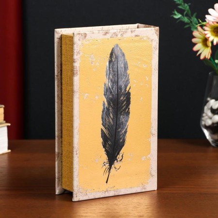 Safe Brush Tree leatherette "Feather on Gold" 21x13x5 cm-1