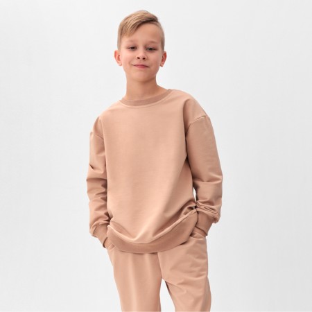 Costume (sweatshirt and trousers) children's minku, beige color, height 98 cm-1