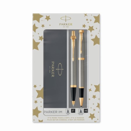 Set Parker IM Core TK223 Brushed Metal GT handle-roll + ballpoint handle, stainless steel case-1