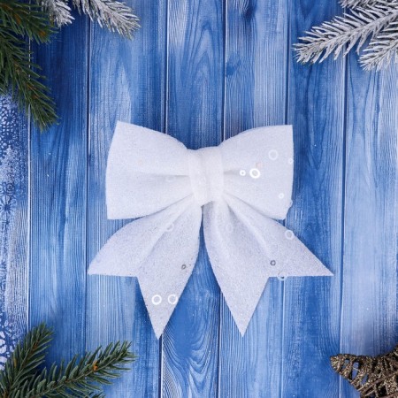 Christmas tree decoration "Balt with sequins" (set 2 pcs) 12x12 cm, white