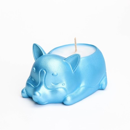 Cooping "Corgi" in the candlestick of gypsum, 8.5x13x7cm, blue-2