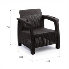 Roatan chair, with cup holders, 73x70x79 cm, mocko color
