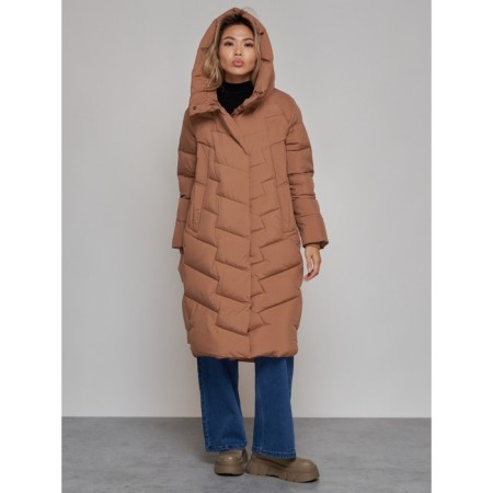 Coat insulated winter female, size 44, brown color-4