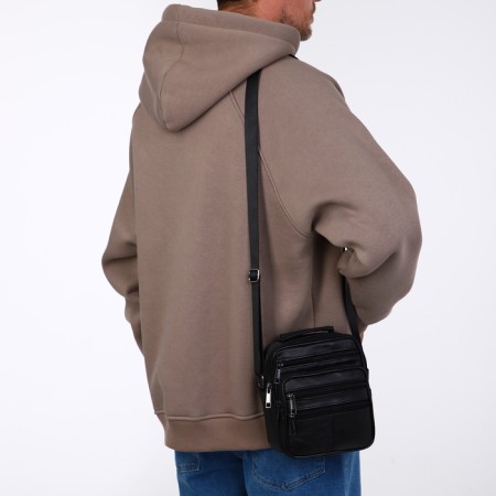 Male bag on lightning, long belt, black color-6