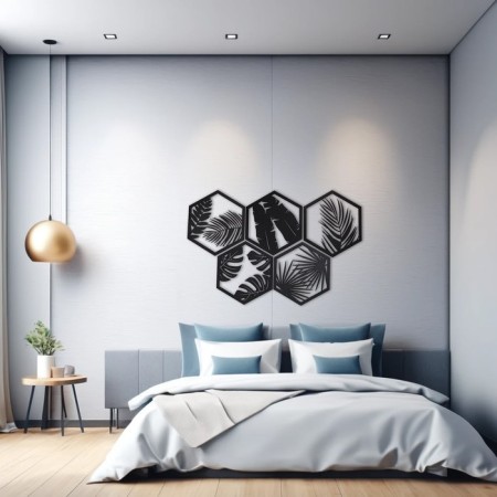 Nast -wall decor, a panel for an interior made of wood "Paporotnik", 5 modules 32 x 27.5 cm-2