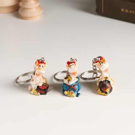 Polystone keychain "Dragon with treasures" mix 2.2x2x3.6 cm