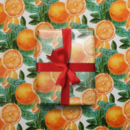 Glossy packaging paper “Bright tangerines”, 50 x 70 cm, New Year-1