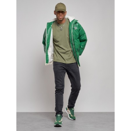 Eco -leather jacket men, size 48, green color-13