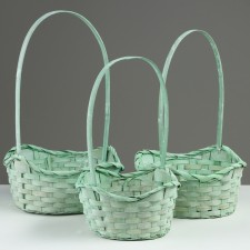 Camping of baskets, 19x7.5x9.5/31 cm, 22x9x11/34 cm, 24x9x11.5/35 cm, 3 pcs, green, bamboo