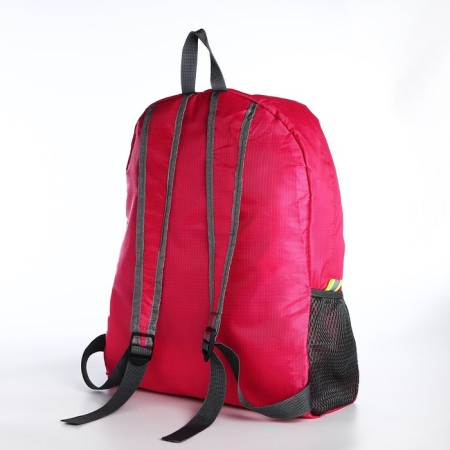 Folding backpack, lightning department, external pocket, 2 side pockets, raspberry color-4