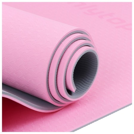 Fitness and yoga mat, 183x61x0.6 cm, gray/pink color-13