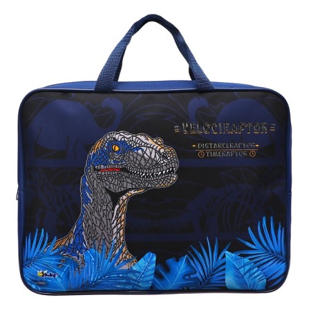 Folder with A4 handles, 350 x 265 x 80 mm, textile, handles, PMD 4-22 "dinosaur" (volumetric 3D risun with a metallic effect) 70055