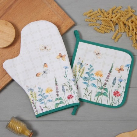 Set of kitchen. Ethel "Field Flowers" mittens-seizure 20x28cm, severity 19x19cm, 100% HL