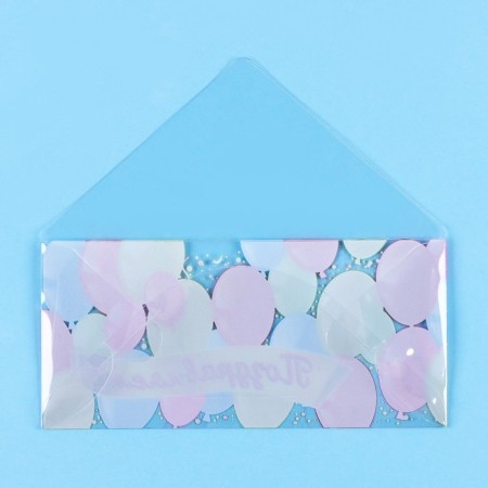 Money envelope "Congratulations!" Transparent PVC, balls, 16 x 8 cm-2