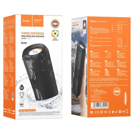 Portable column Hoco BS48, 10 W, VT 5.1, FM, AUX, 1200 mAh, backlight, black-3
