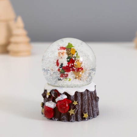 Souvenir Polystone Water Ball "Santa Claus/Snowman with mittens" MIX 6.5x4.5x4.5 cm-2