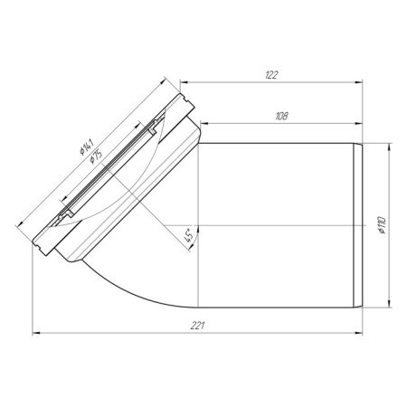 Fan pipe for the toilet "Ani Plast" W4220, 110 mm x 45 °-3