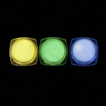 Nail rubbing is fluorescent, set 3 jars, with applicators, blue/yellow/green color-3