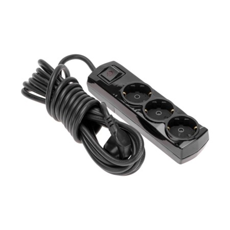 Extension cord Premium 3 nests, 5m, 3x1.5mm², s/s, with a switch, black rexant