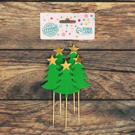 Skewers "Christmas tree with a star", set of 5 pcs., Green color-1