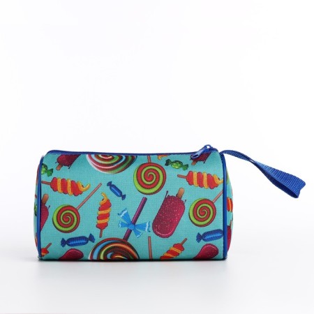 Cosmetic bag with zipper, turquoise color/multi -colored-1