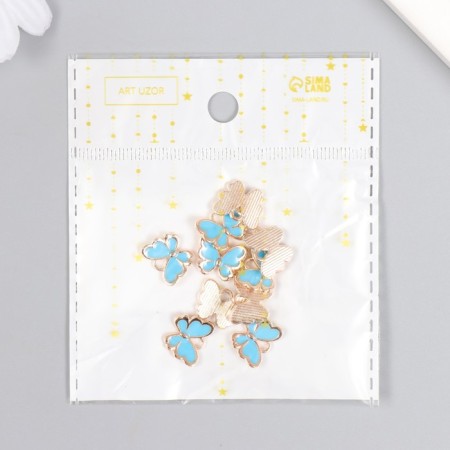 Decor for creativity metal, enamel "Butterfly" blue 1*1.3 cm-4