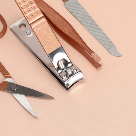 Manicure set, 4 items, in case, pink color-4