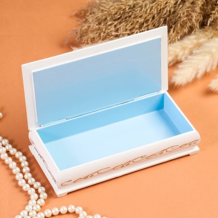 Casket - a bill "tenderness", white, 8.5 × 17 cm, lacquer miniature-1