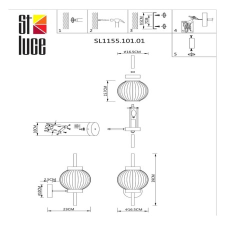 Wall lamp E14, 1x40W, 16.5x38.8 cm, Nickel color, transparent-6