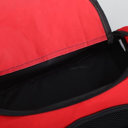 Sports bag with lightning, external pocket, long belt, red/black color-4